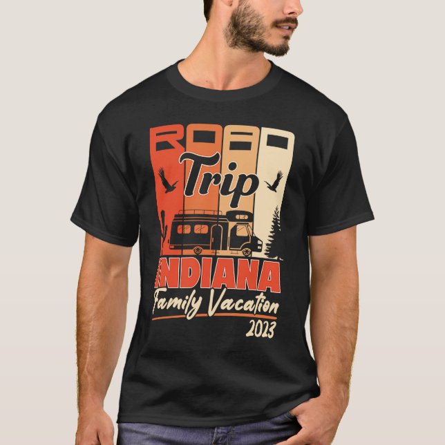 Camiseta Indiana Family Vacation 2023 RV Road Trip Mountain (Anverso)