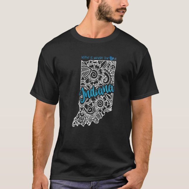 Camiseta Indiana Home State En Mandala Map Usa America U.P. (Anverso)