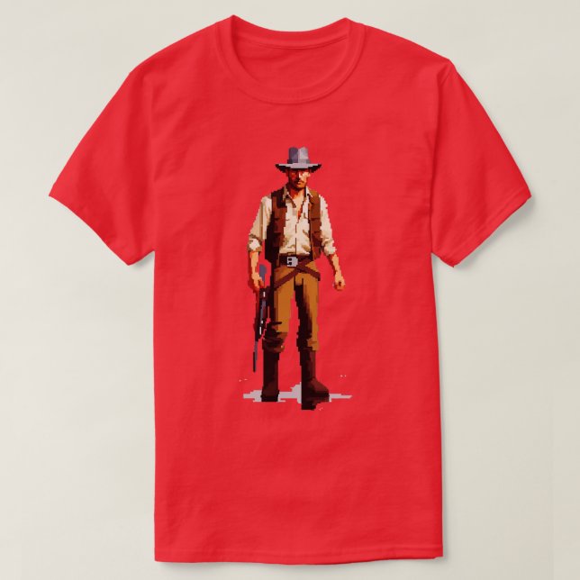Camiseta Indiana Jones Pixel Art TShirt (Diseño del anverso)