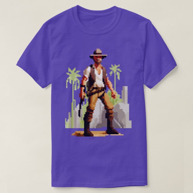 Camiseta Indiana Jones Pixel Art TShirt 1 (Diseño del anverso)