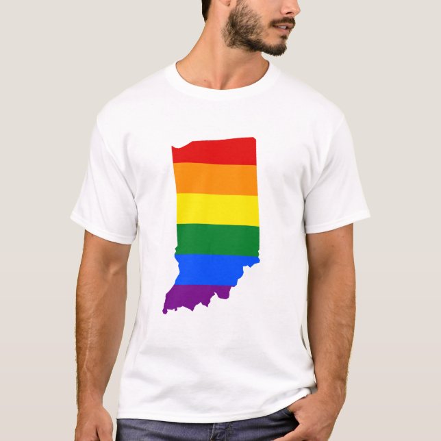 Camiseta Indiana LGBT, mapa de la bandera de los Estados Un (Anverso)