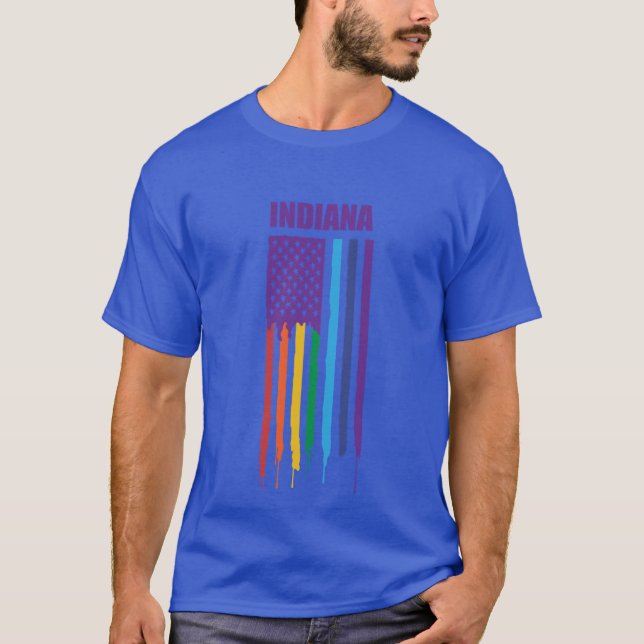 Camiseta Indiana Pride Indiana Rainbow Flag Premium (Anverso)