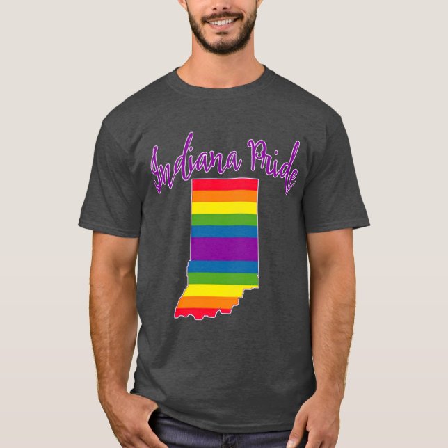 Camiseta Indiana Pride with Rainbow Stripes (Anverso)