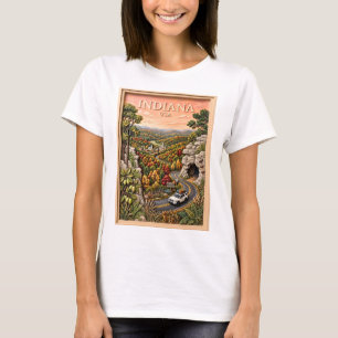 Camiseta Indiana viaje por carretera naturaleza vintage cue