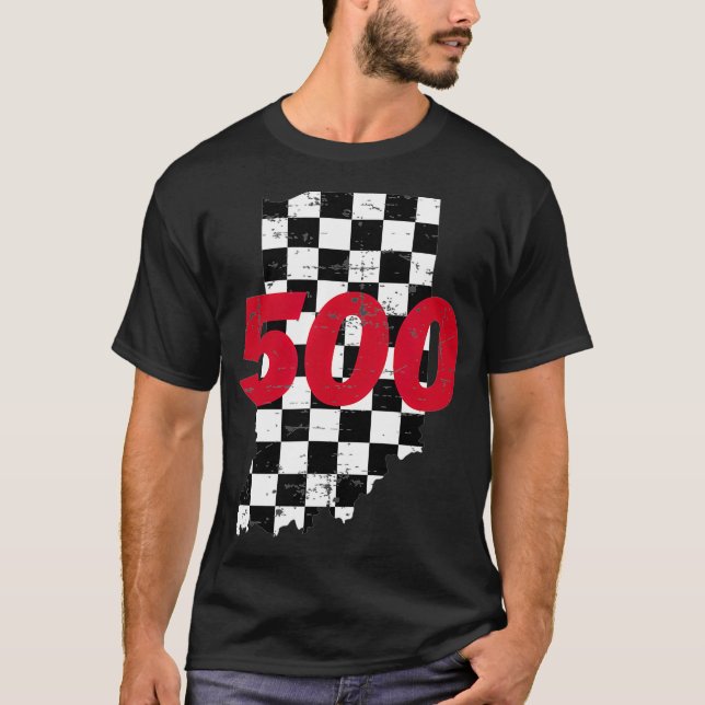 Camiseta Indianapolis  Indiana State 500 Race Car Distresse (Anverso)