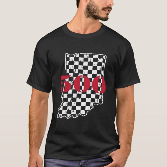 Camiseta Indianapolis Indiana State 500 Race Car Distressed (Anverso)