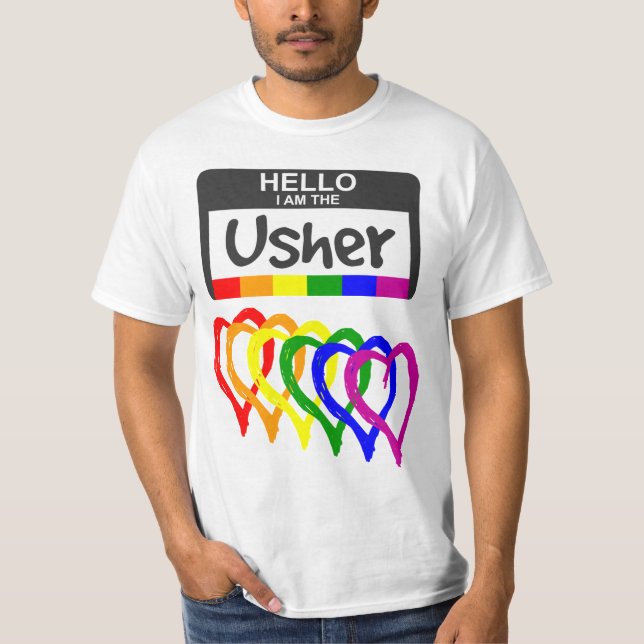 Camiseta Indicador Arcoiris Corazón Boda de distintivo de n (Anverso)