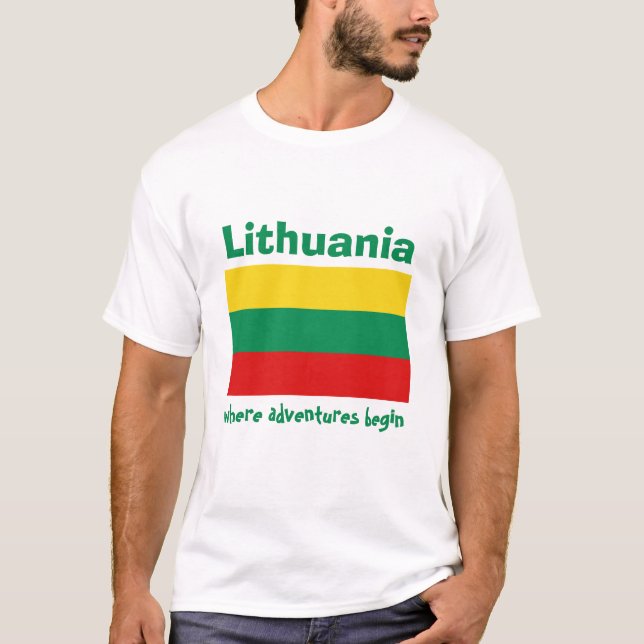 Camiseta Indicador de Lituania+Mapa+Camiseta de texto (Anverso)