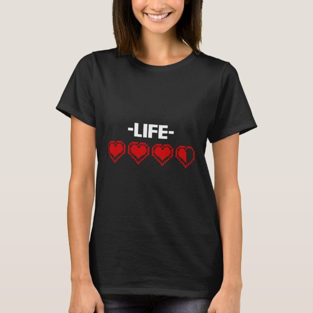 Camiseta Indicator Heart 8 Bits Graphic Video Game Player G (Anverso)