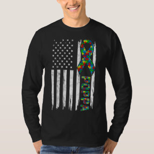Camiseta Indignación ante el autismo de la bandera estadoun