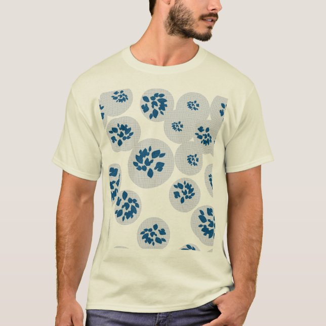 Camiseta Indigo Botanical Bubbles Pattern (Anverso)