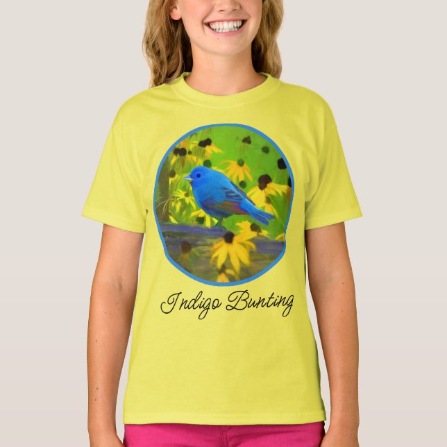 Camiseta Indigo Bunting Painting - Original Bird Art T-Shir (Anverso)
