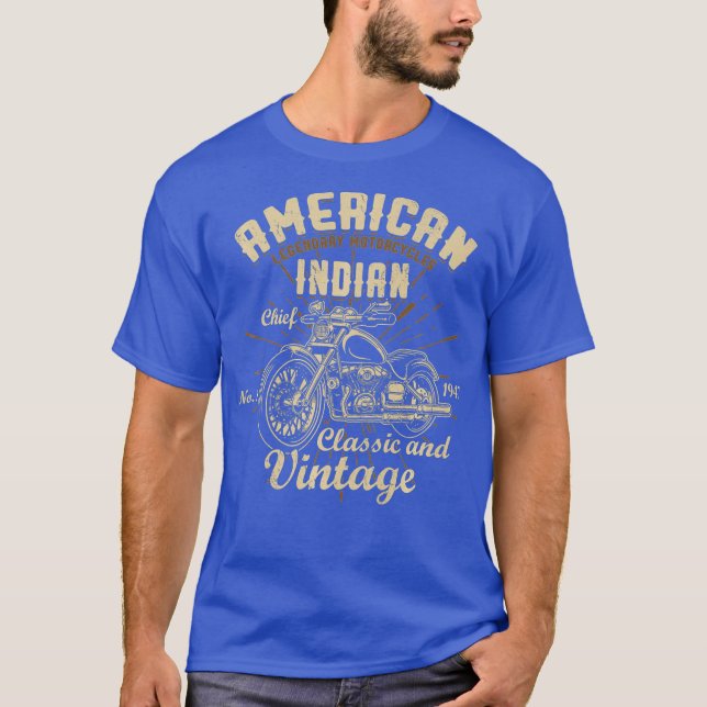 Camiseta Indio indio de motocicleta retro vintage (Anverso)