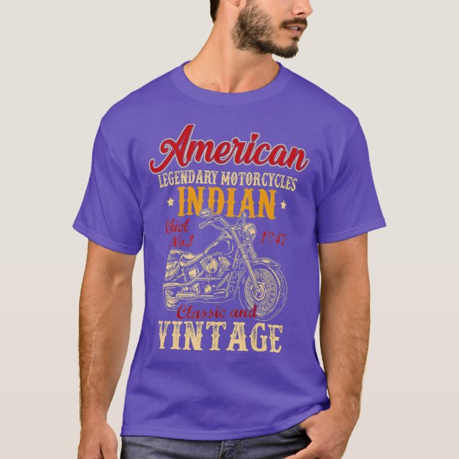 Camiseta Indio indio de motocicleta retro vintage (Anverso)