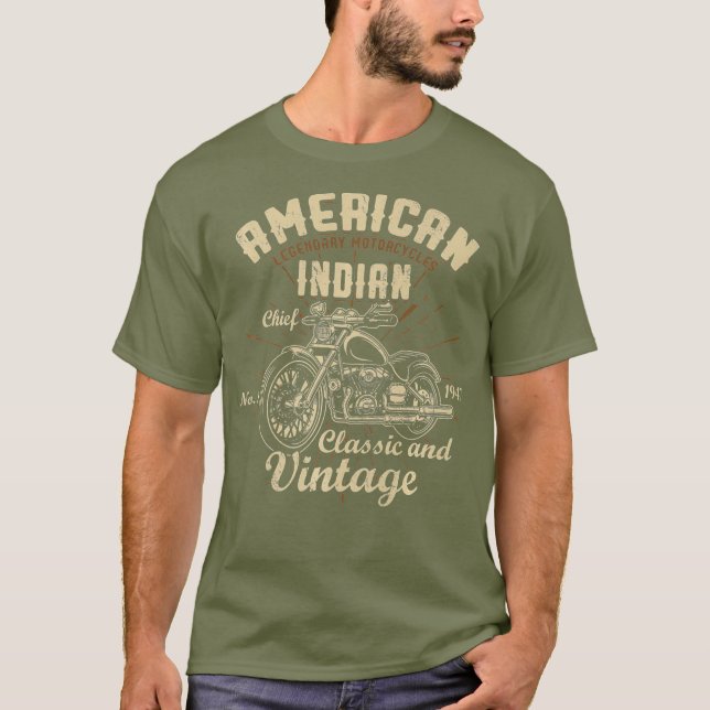 Camiseta Indio indio de motocicleta retro vintage (Anverso)