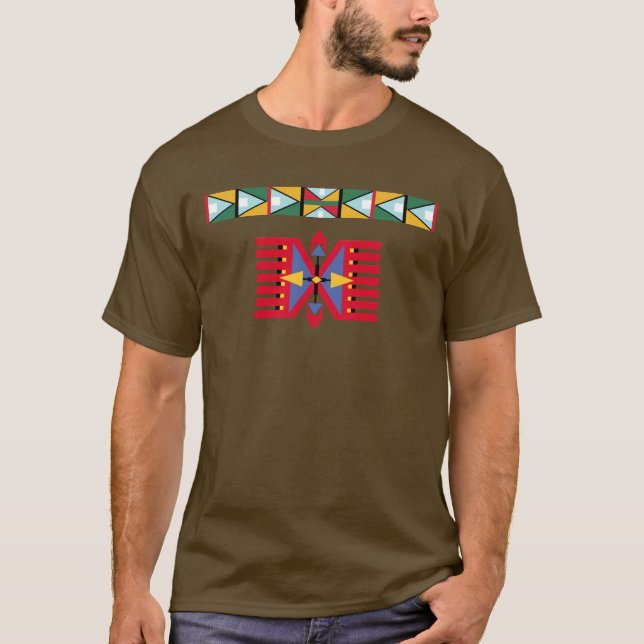 Camiseta indio nativo americano de motivos textiles tradici (Anverso)