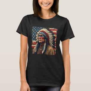 Camiseta Indio nativo americano jefe patriótico americano