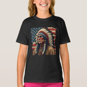 Camiseta Indio nativo americano jefe patriótico americano