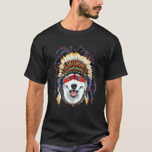 Camiseta Indio nativo americano Siberian Husky Dog Indigeno
