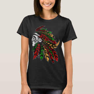 Camiseta Indio norteamericano con tocado de plumas.