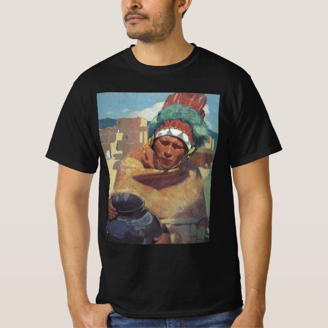 Camiseta Indio Taos sostiene una jarra de agua por Blumensc (Anverso)