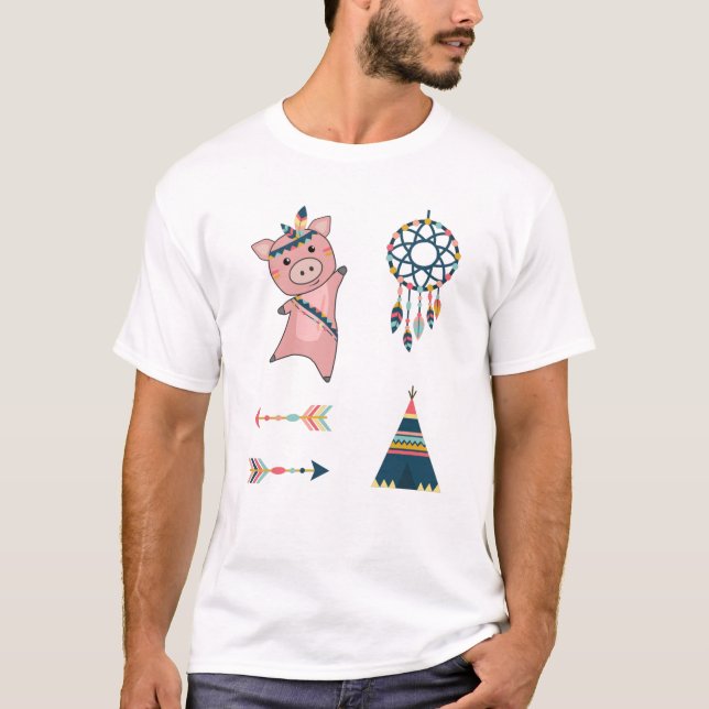 Camiseta Indios de cerdos de cerdo engendran animales de la (Anverso)