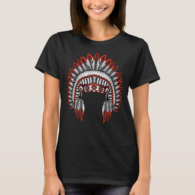 Camiseta Indios nativos americanos Headdress Costume joyerí (Anverso)