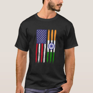 Camiseta Indios raíces hindúes bandera mitad estadounidense