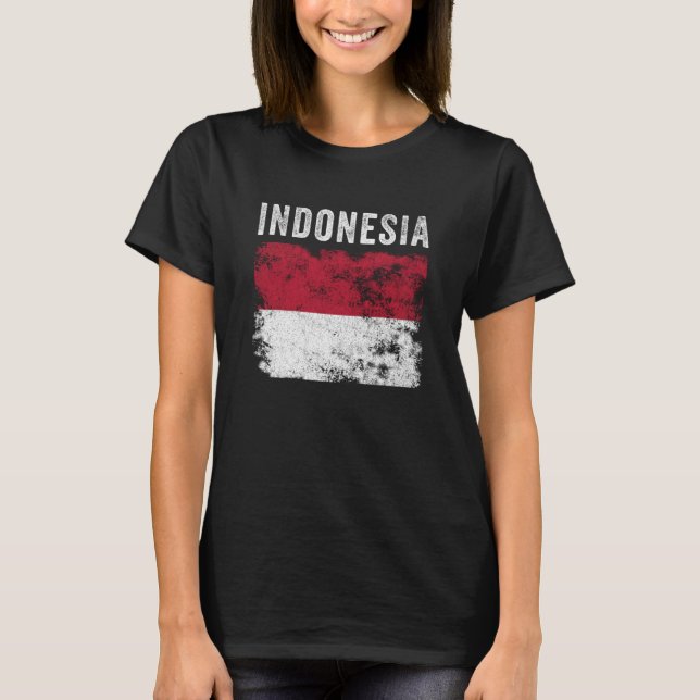 Camiseta Indonesia Flag Distressed Men Women Kids Indonesia (Anverso)