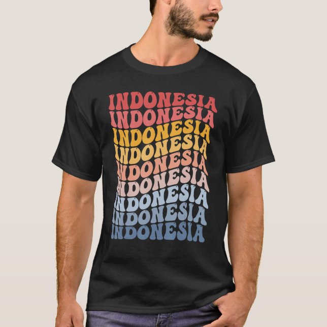 Camiseta Indonesia Groovy Retro Indonesio (Anverso)