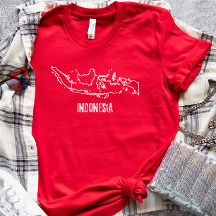 Camiseta Indonesia Mapa del país Forma de frontera Línea in