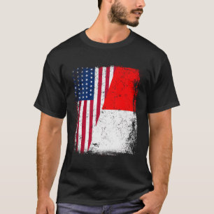 Camiseta Indonesia Roots indonesios Bandera Media Estadouni