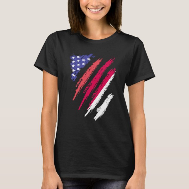 Camiseta Indonesian American Patriot Grown Heart Flag Strip (Anverso)