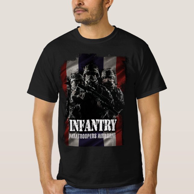 Camiseta Infantería aérea de paracaidistas con bandera tail (Anverso)