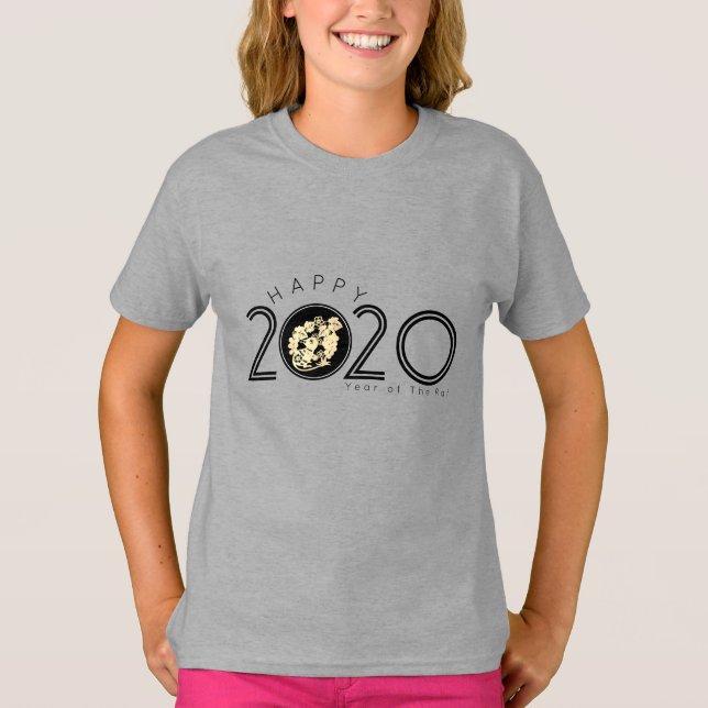 Camiseta infantil 2020 de la Rata China Feliz Año  (Anverso)