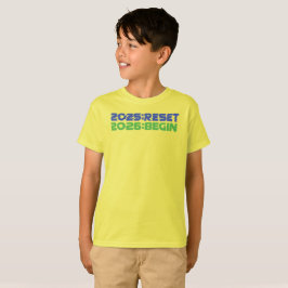 Camiseta infantil 2025:RESET/2026:BEGIN