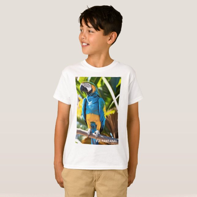 Camiseta Infantil Básica Arara Azul (Anverso completo)