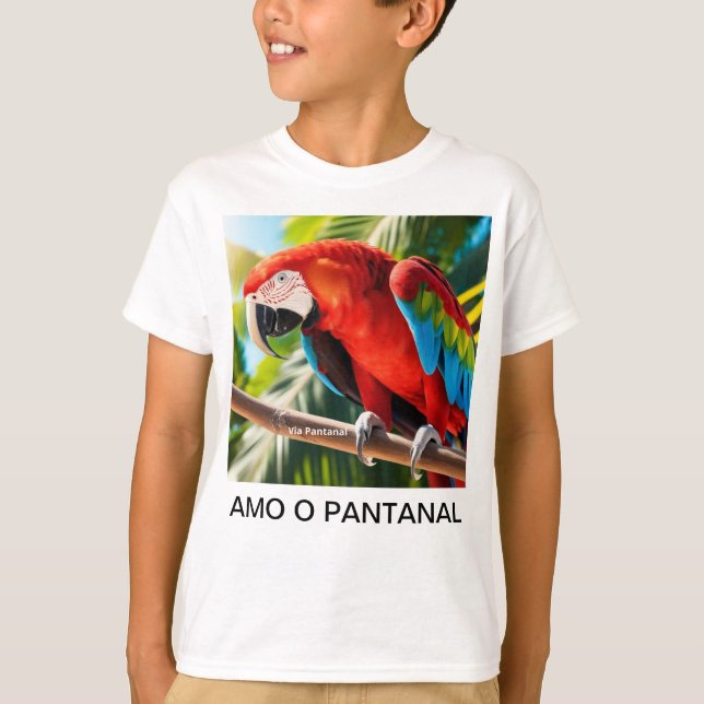 Camiseta Infantil Básica Arara Vermelha (Anverso)