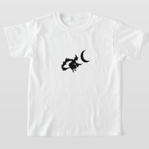 Camiseta infantil-Bruja en Escoba Araña espeluznan