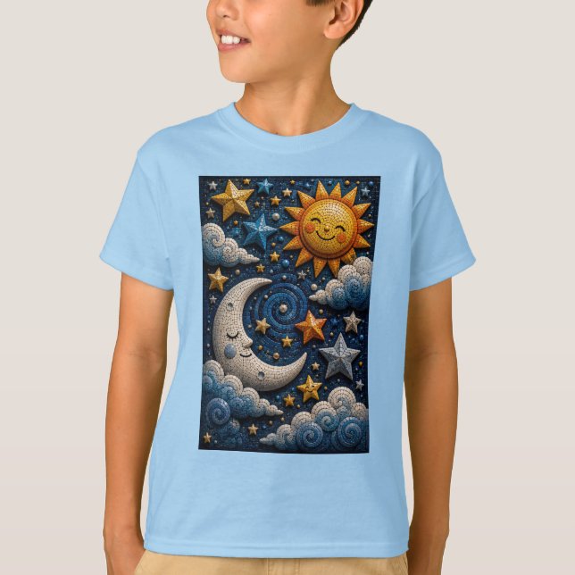 Camiseta infantil Celestial Adventure 3D Mosaic (Anverso)