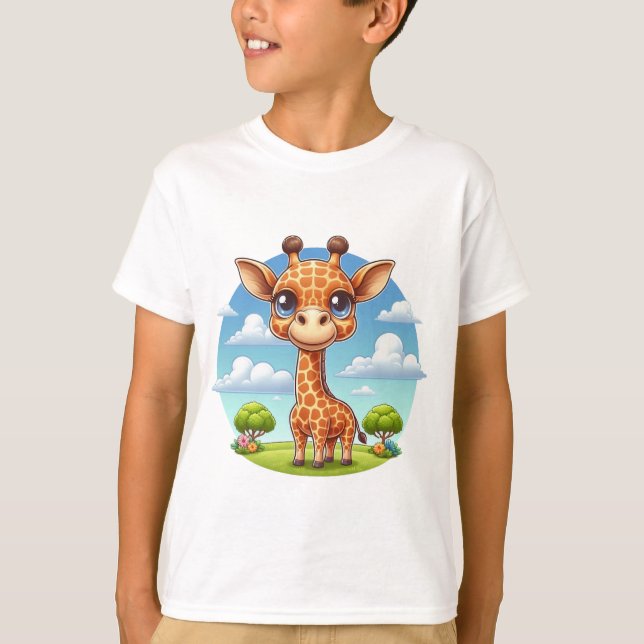 Camiseta infantil con Ilustracion de jirafa suave (Anverso)