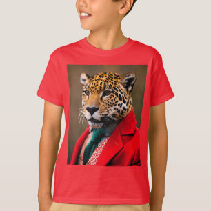 Camiseta infantil con Jaguar feliz en un traje roj