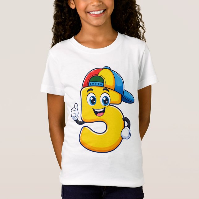 Camiseta infantil Cool Number 5 – Estilo de dibujo (Anverso)