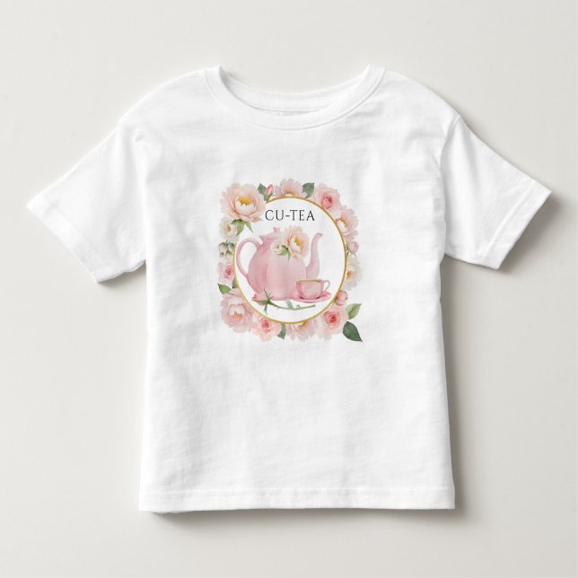 Camiseta infantil Cu-Tea Blush Pink Teapot para ni (Anverso)