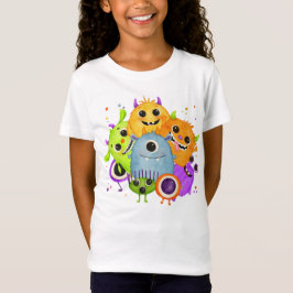 Camiseta infantil de acuarela de monstruos lindos
