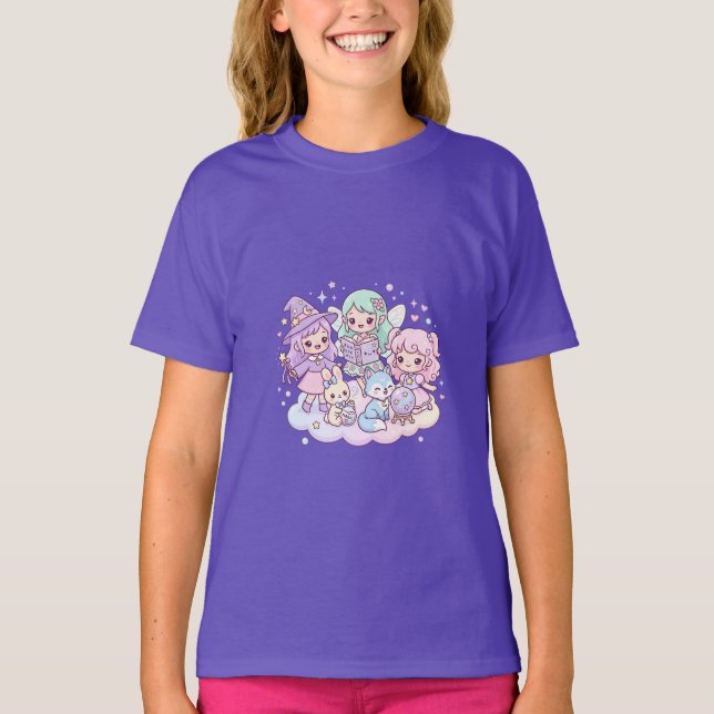 Camiseta infantil de amigos mágicos lindos (Anverso)