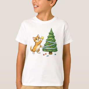 Camiseta infantil de árbol de Navidad con gato lin