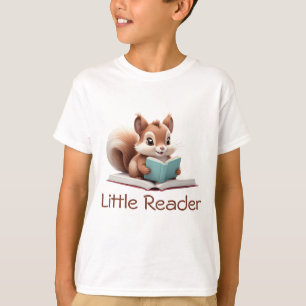 Camiseta infantil de ardilla linda leyendo un libr