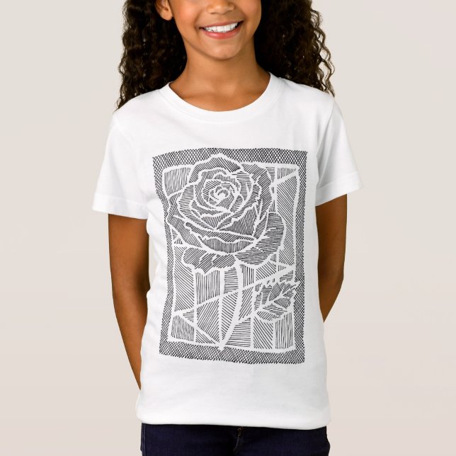 Camiseta infantil de arte de línea geométrica rosa (Anverso)