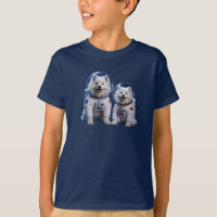 Camiseta infantil de astronauta Samoyed lindo
